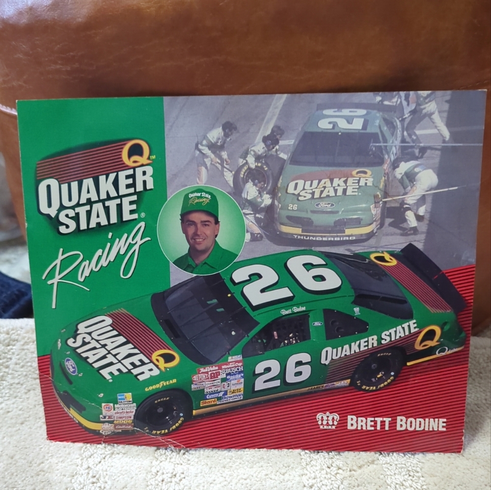 1994 Quaker State #26 Brett Bodine NASCAR Ford Fan Postcard 10x8